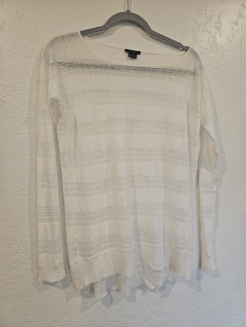 Theory Taoma Sweater Size P/TP US Size XS Designer White Ivory Long Sleeve Sheer
